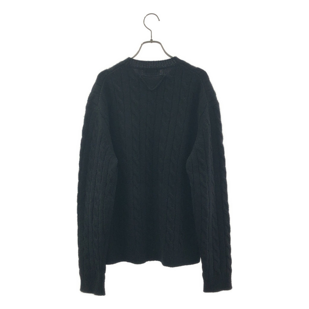 PRADA / 프라다 | 2022AW | 트라이앵글 로고 울 케이블 라메 크루넥 니트 | 48 | 남성