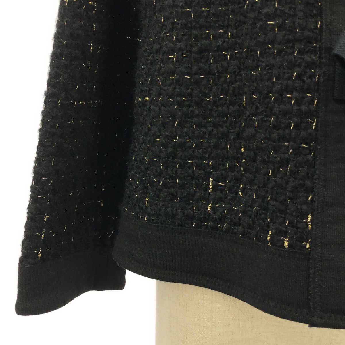 tricot COMME des GARCONS / Tricom De Galson | 2018AW | 노 컬러 리본 트위드 재킷 | M | 블랙 / 골드 | 여성