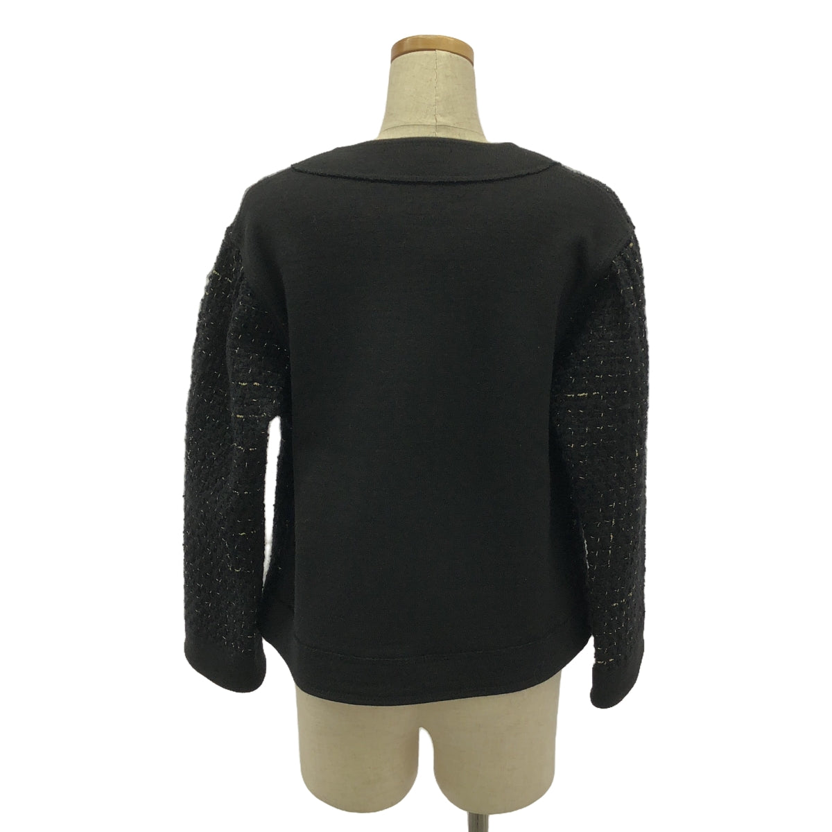 針織 COMME des GARCONS | 2018秋冬 |無領絲帶粗花呢夾克 | M |黑色/金色|女性的