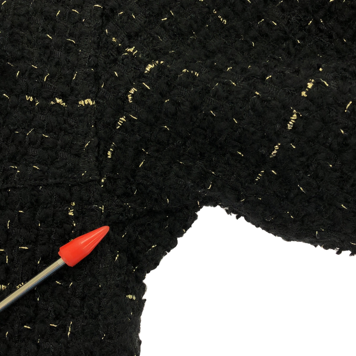 tricot COMME des GARCONS / トリココムデギャルソン | 2018AW | ノーカラー リボン ツイード ジャケット | M | ブラック/ゴールド | レディース