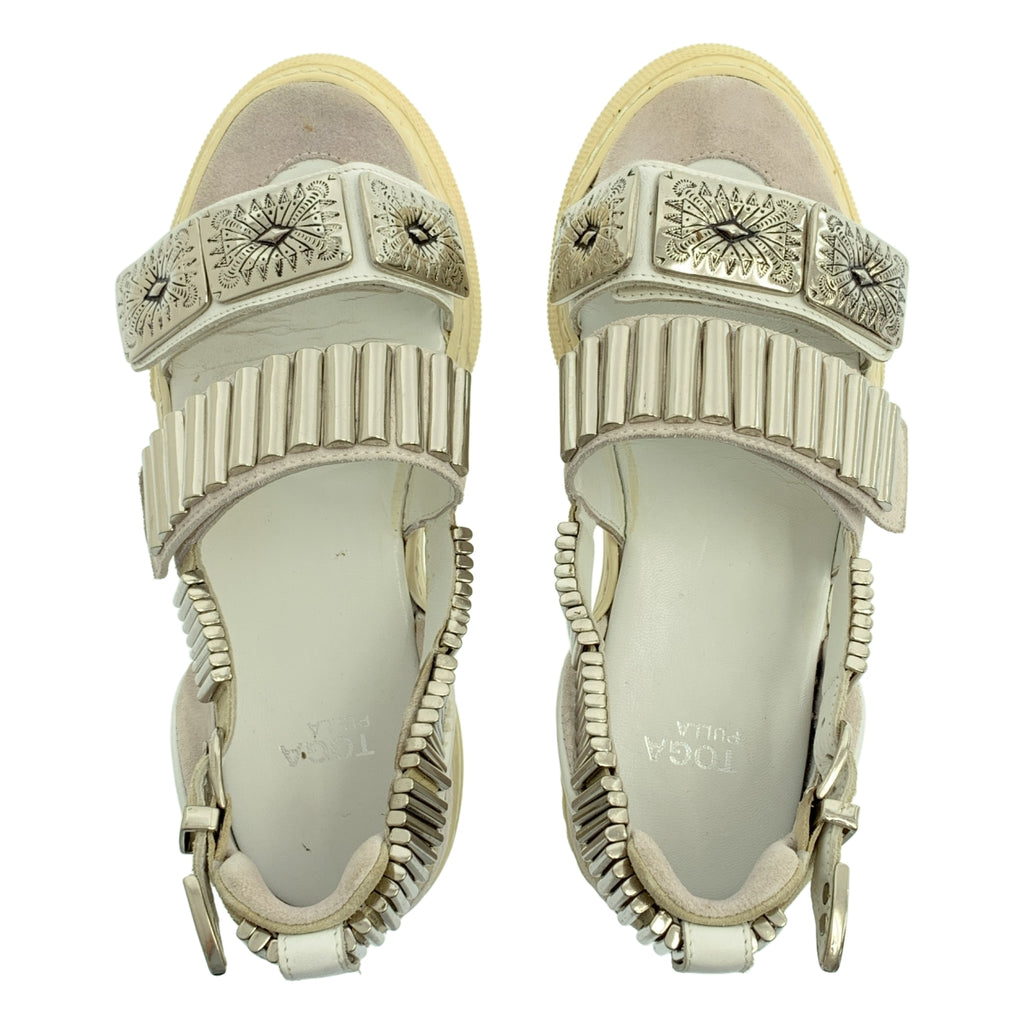 TOGA PULLA / 토가 풀라 | METAL SNEAKER SANDALS / 가죽 금속 장식 스트랩 샌들 | 23.5 |