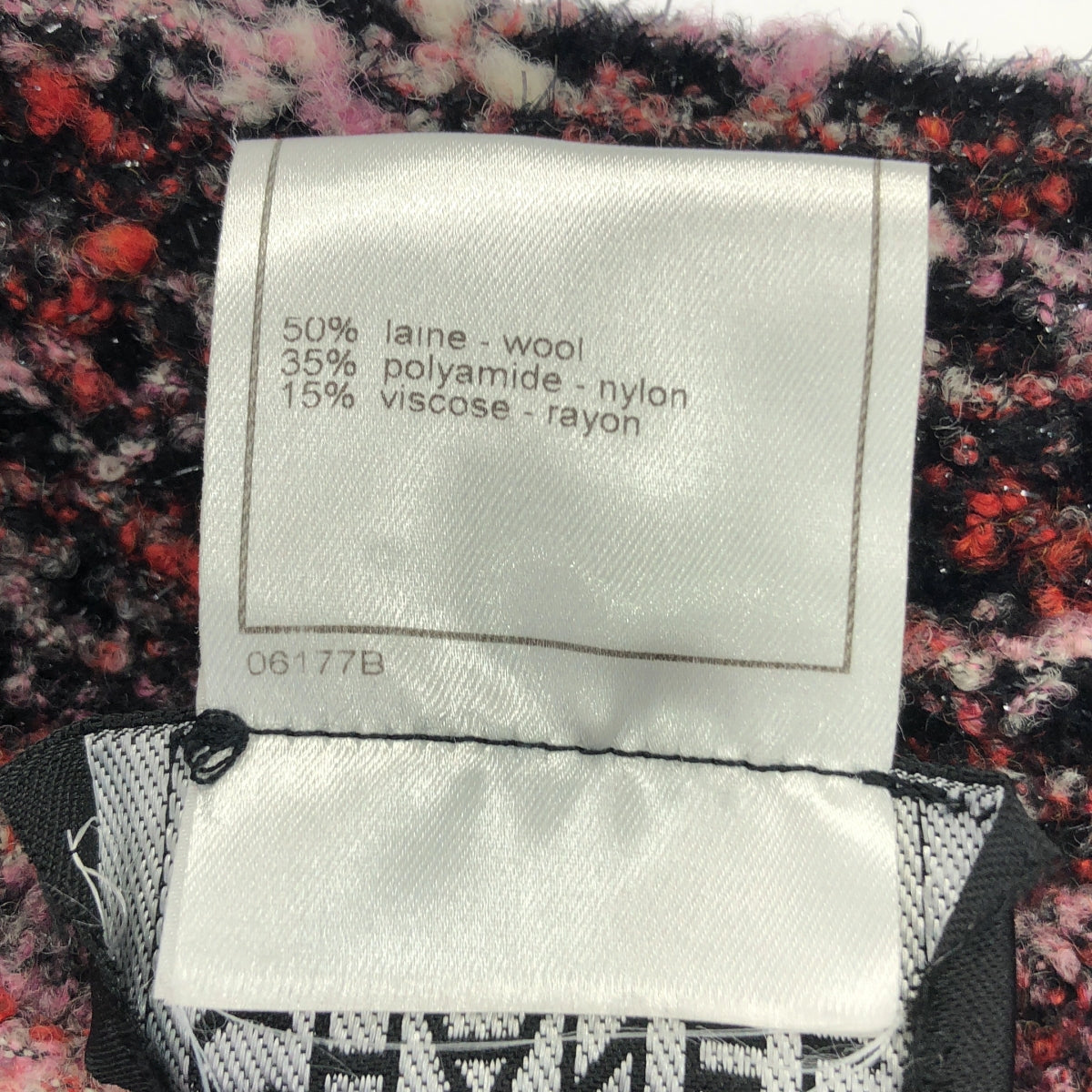 香奈兒 | 90 年代~ / 1997AW Coco Mark 紐扣荷葉邊開襟針織外套 | 38 | 波爾多紅/粉紅色/黑色 | 女款