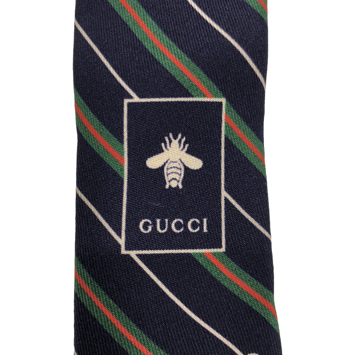 【美品】  GUCCI / グッチ | silk 100％ / シルク GGロゴ ストライプ ネクタイ フォーマル | ネイビー