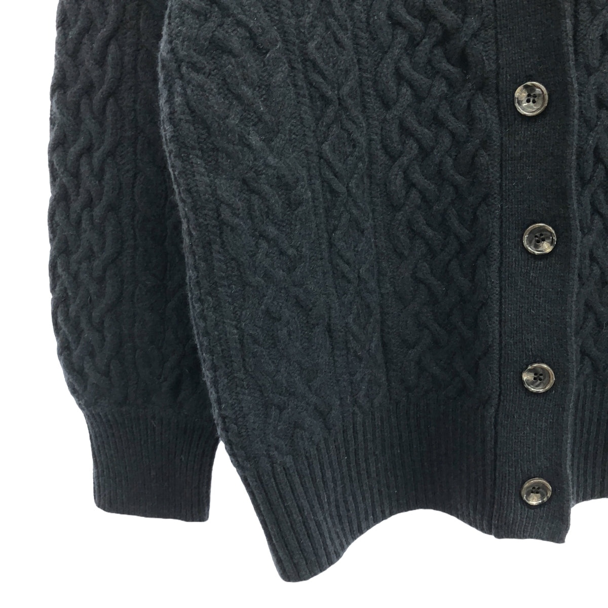 【新品】  UNITED ARROWS green label relaxing / ユナイテッド アローズ グリーン レーベル リラクシング | × HAMILTON アラン Vネック ニット カーディガン | F | ネイビー | レディース