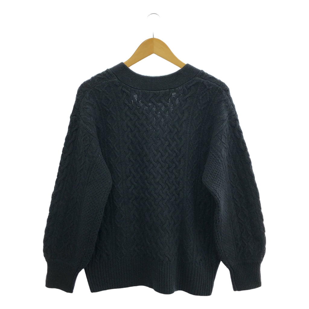【新品】  UNITED ARROWS green label relaxing / ユナイテッド アローズ グリーン レーベル リラクシング | × HAMILTON アラン Vネック ニット カーディガン | F | ネイビー | レディース