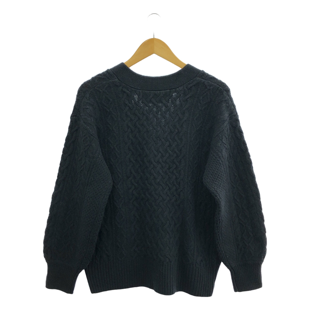 【新品】  UNITED ARROWS green label relaxing / ユナイテッド アローズ グリーン レーベル リラクシング | × HAMILTON アラン Vネック ニット カーディガン | F | ネイビー | レディース