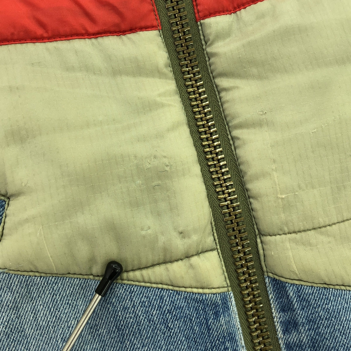 GREG LAUREN / グレッグローレン | 50/50 ARMY NYLON DENIM VEST / 再構築 リメイク パッチワーク デニム ミリタリーベスト | 2 | インディゴ/カーキ | メンズ