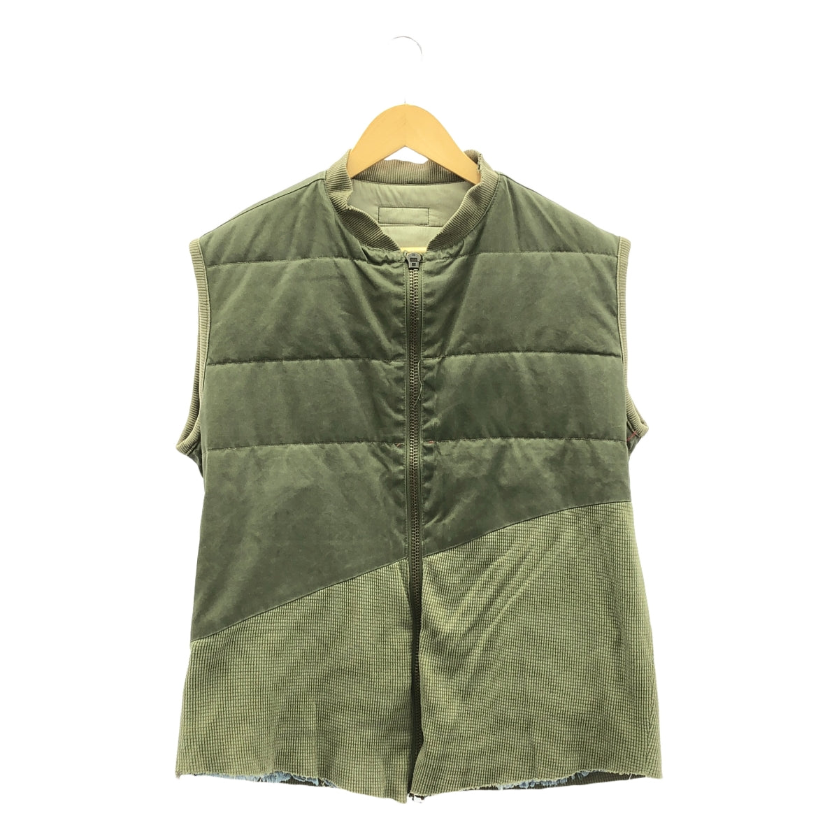 GREG LAUREN | 50/50 ARMY NYLON DENIM VEST / Reconstructed patchwork denim military vest | 2 | Men's
