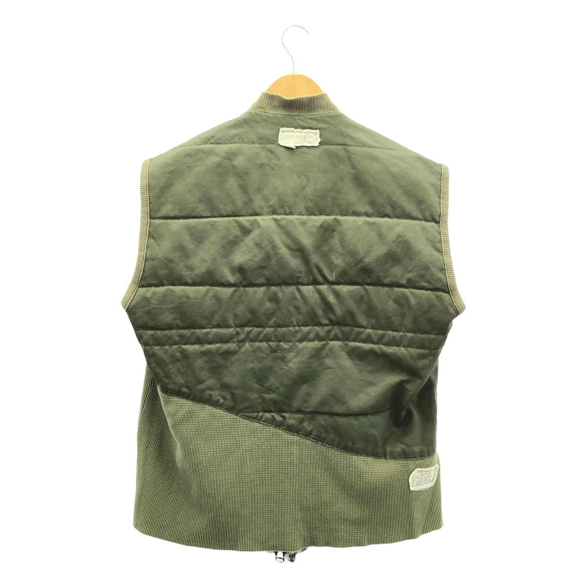 GREG LAUREN / グレッグローレン | 50/50 ARMY NYLON DENIM VEST / 再構築 リメイク パッチワーク デニム ミリタリーベスト | 2 | インディゴ/カーキ | メンズ