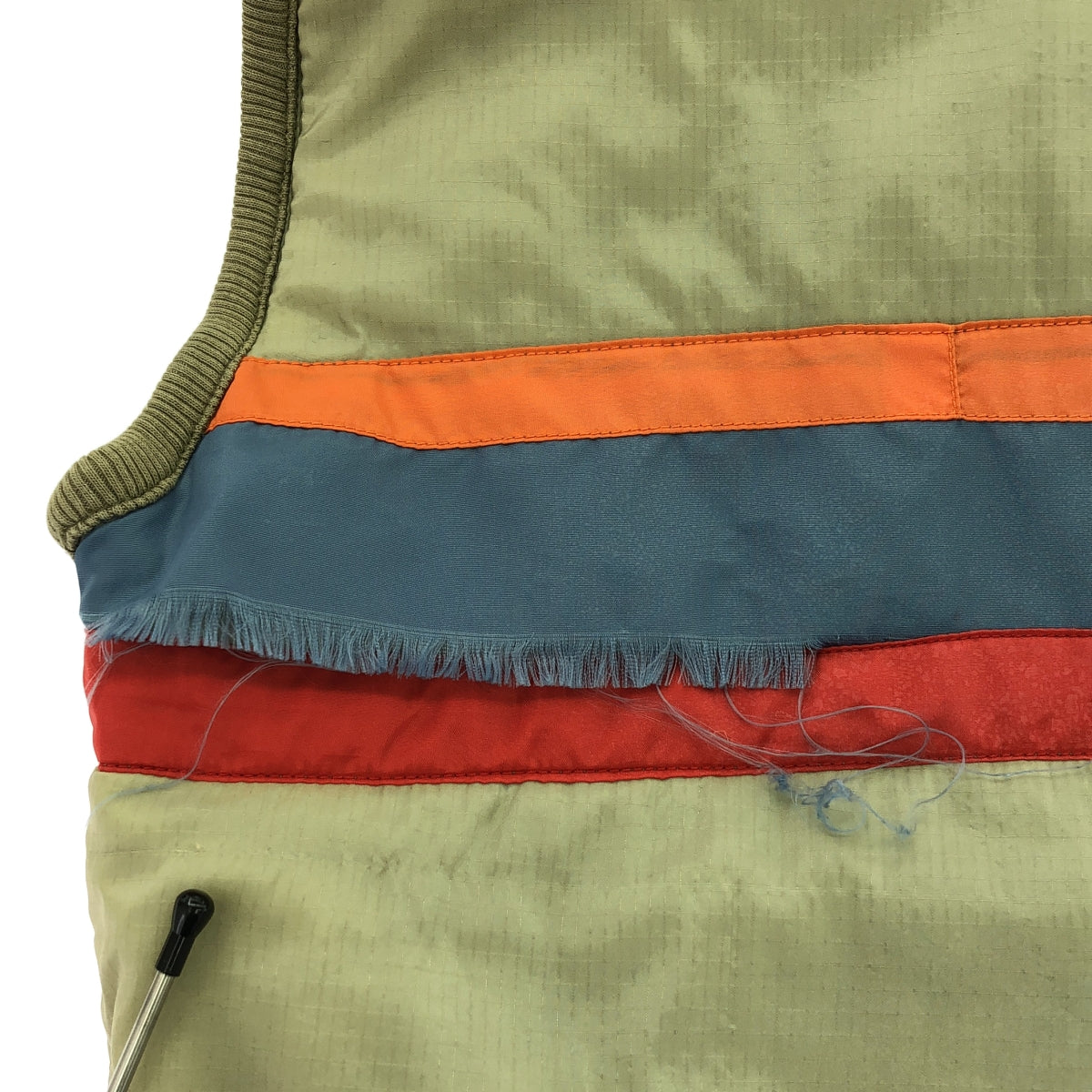 GREG LAUREN / グレッグローレン | 50/50 ARMY NYLON DENIM VEST / 再構築 リメイク パッチワーク デニム ミリタリーベスト | 2 | インディゴ/カーキ | メンズ