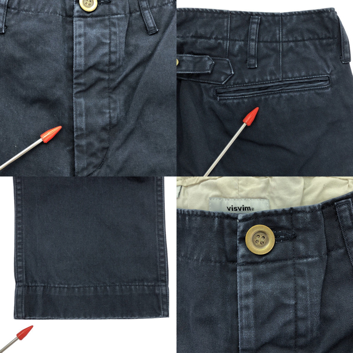 visvim / Visvim |修身斜紋棉布褲 / 後背收腰修身斜紋棉布褲 |尺寸 2 |海軍 |男士