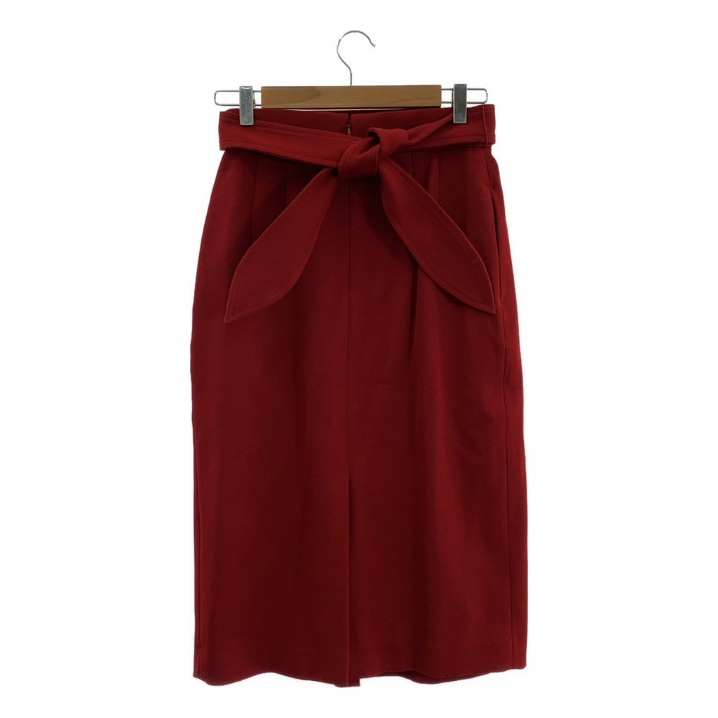 【美品】  ESTNATION / エストネーション | ベルテッド バックスリット スカート / 総裏地 | 38 | ボルドー | レディース