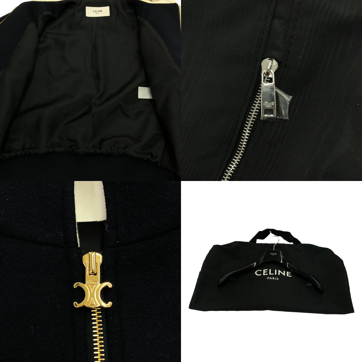 [Good Condition] CELINE | Double Face Cashmere | Cashmere Teddy Jacket Hoodie | Fully Lined | Size 40 | Navy | Women's