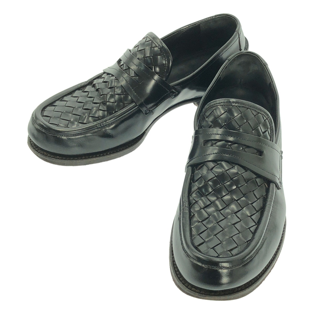 BOTTEGA VENETA / ボッテガヴェネタ | レザー イントレチャート コイン ローファ | 40 | ブラック | メンズ