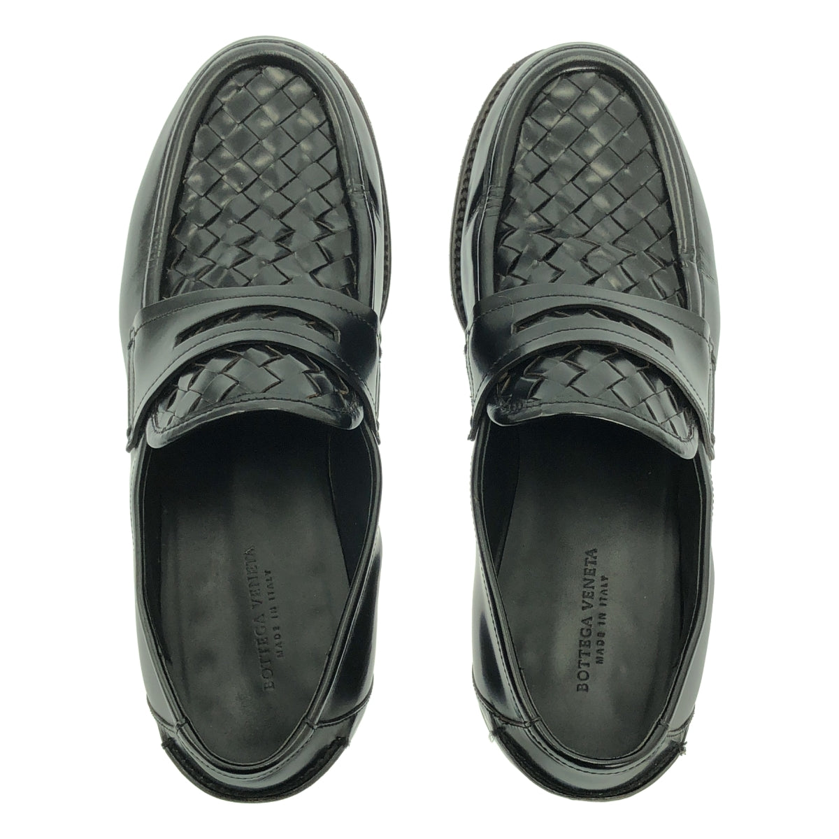 BOTTEGA VENETA / ボッテガヴェネタ | レザー イントレチャート コイン ローファ | 40 | ブラック | メンズ