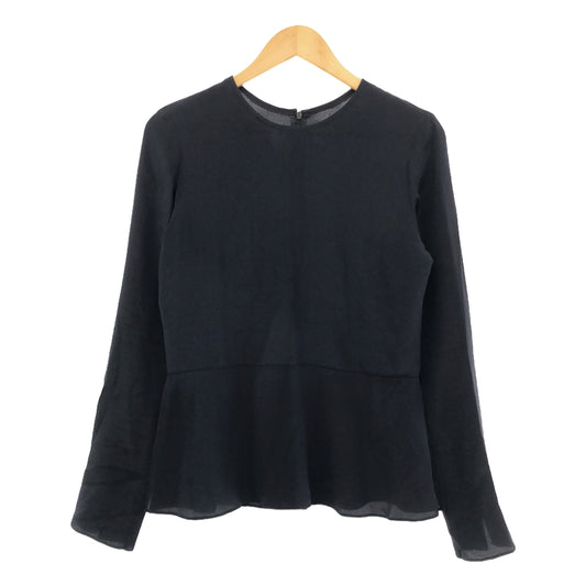 [Good Condition] YONFA / Yonghwa | Silk / Silk Back Zip Slit Blouse | S | Navy | Women's