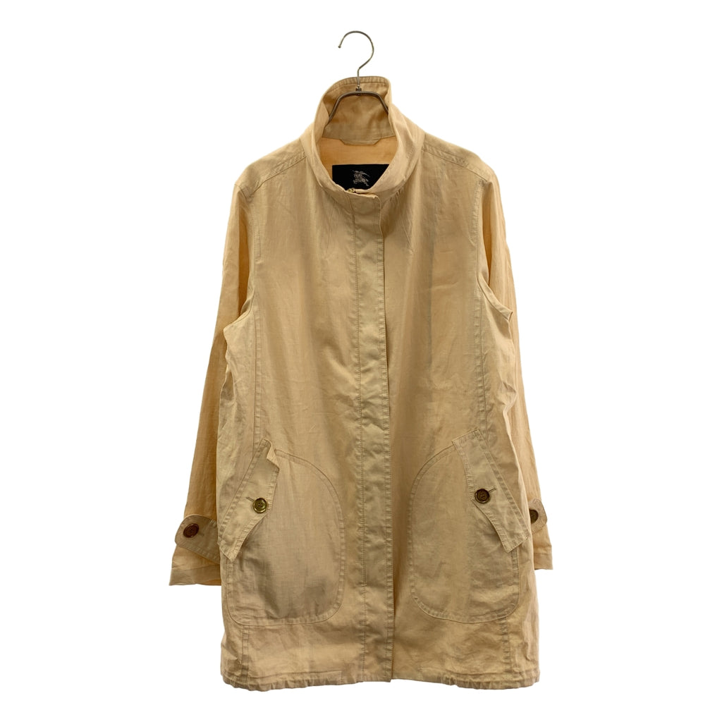 BURBERRY LONDON / 버버리 런던 | 린넨 하이넥 지퍼 업 하프 코트 | 46 | 여성