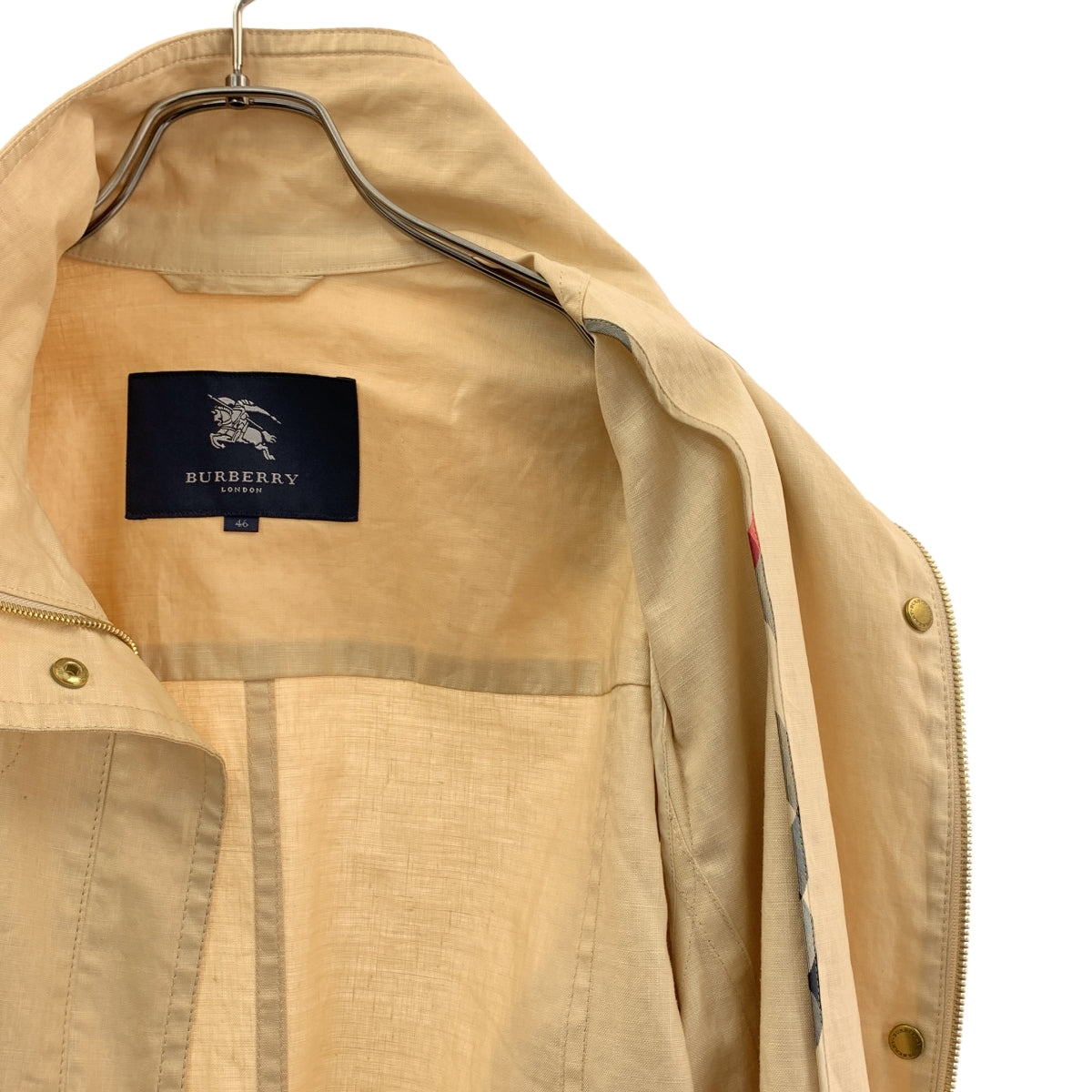 BURBERRY LONDON / 버버리 런던 | 린넨 하이넥 지퍼 업 하프 코트 | 46 | 여성