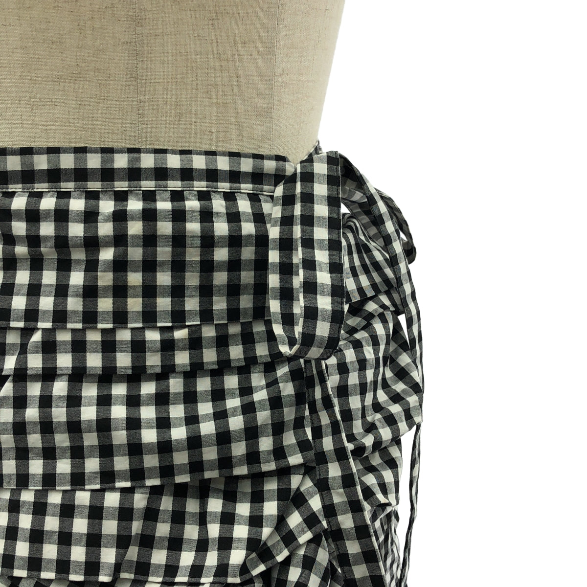 【美品】  COMME des GARCONS COMME des GARCONS / コムコム | 2006SS | ギンガムチェック フリル ロングスカート | M | ホワイト/ブラック | レディース