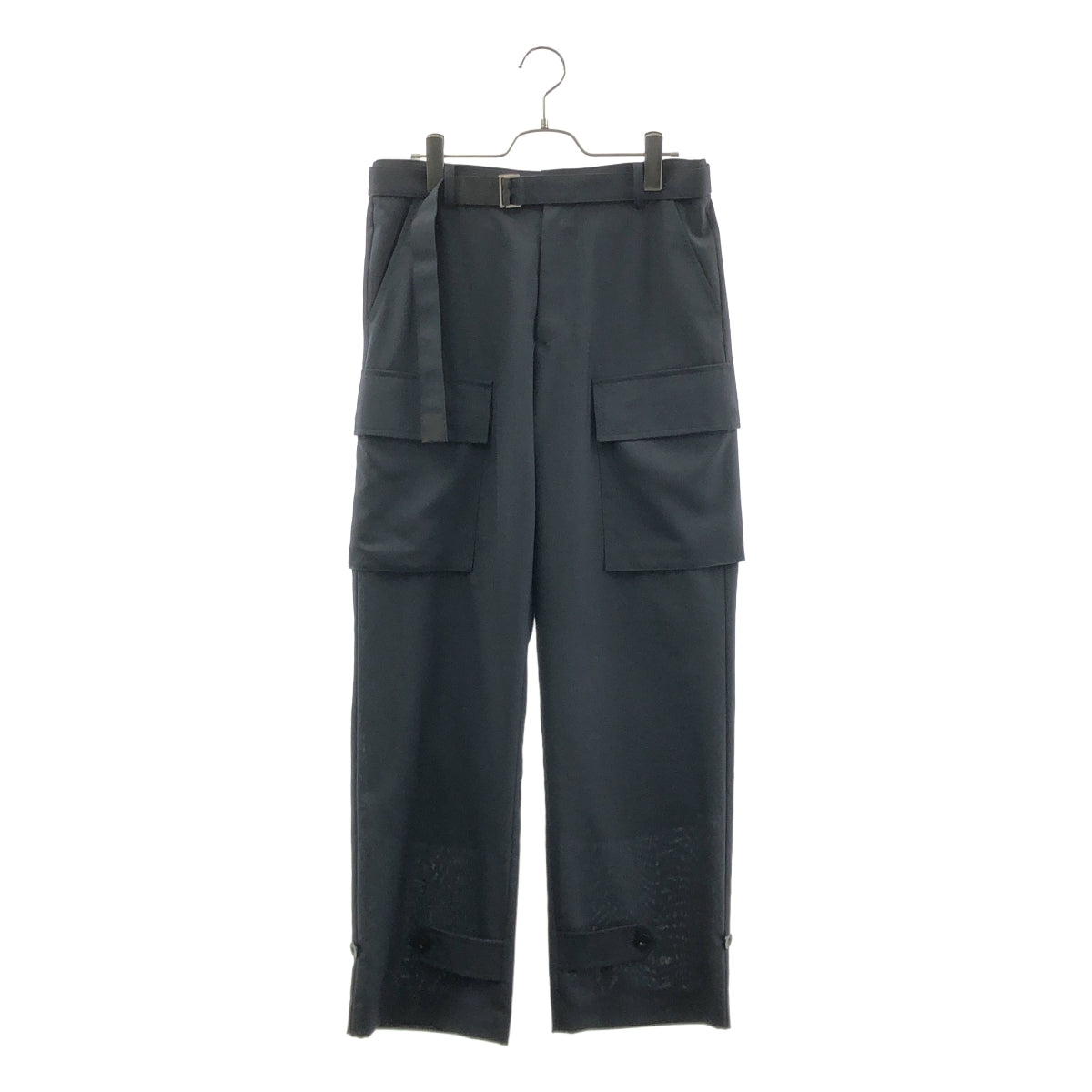 sacai / 사카이 | Suiting Pants 울 폴리에스터 전환 벨티드 카고 팬츠 | 3 | 네이비 | 여성