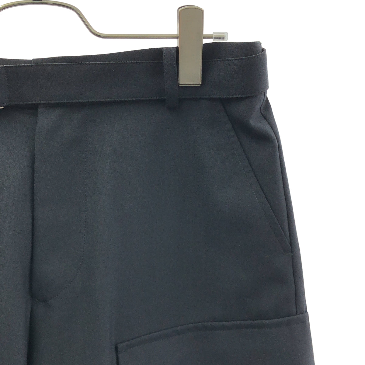 sacai / 사카이 | Suiting Pants 울 폴리에스터 전환 벨티드 카고 팬츠 | 3 | 네이비 | 여성