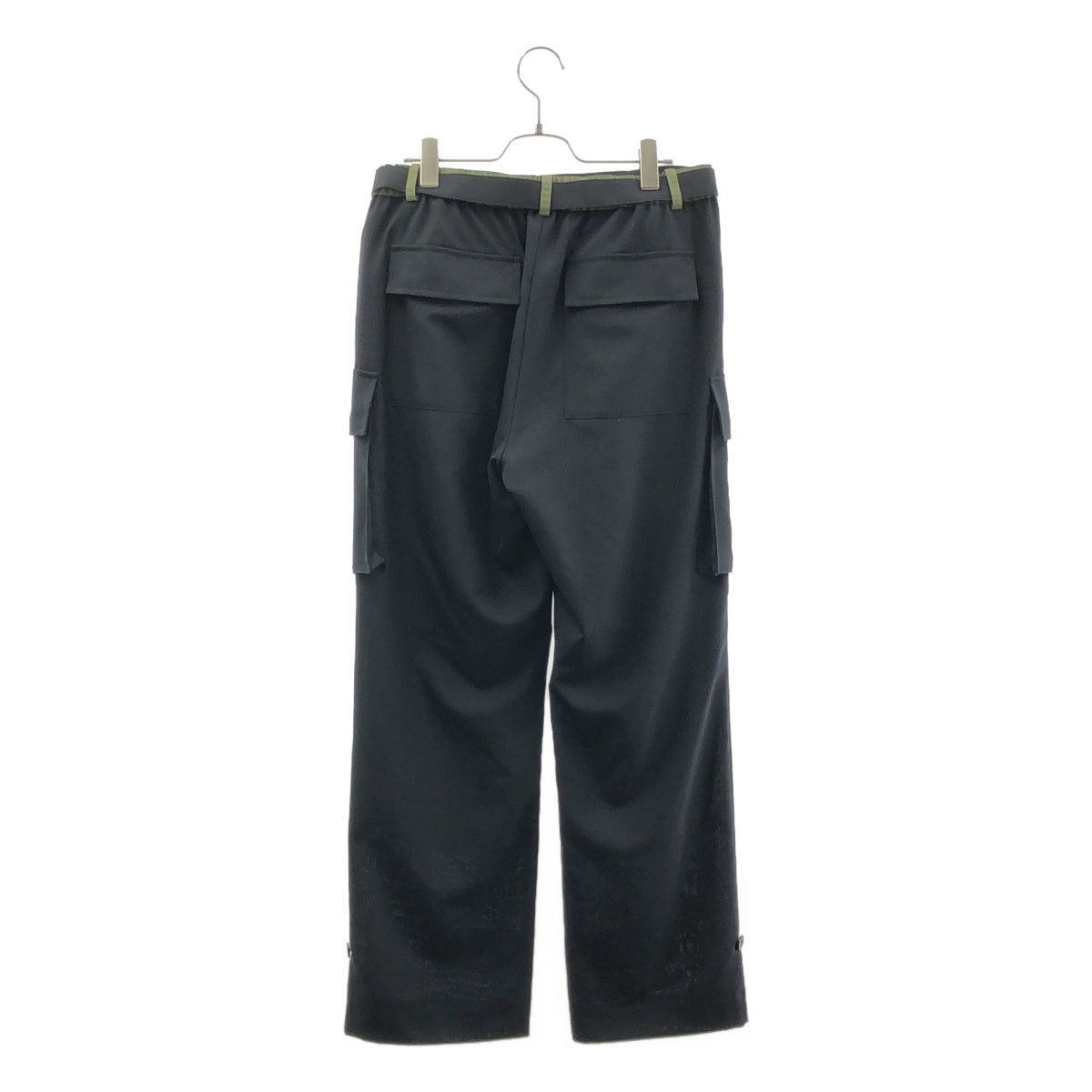 sacai / 사카이 | Suiting Pants 울 폴리에스터 전환 벨티드 카고 팬츠 | 3 | 네이비 | 여성