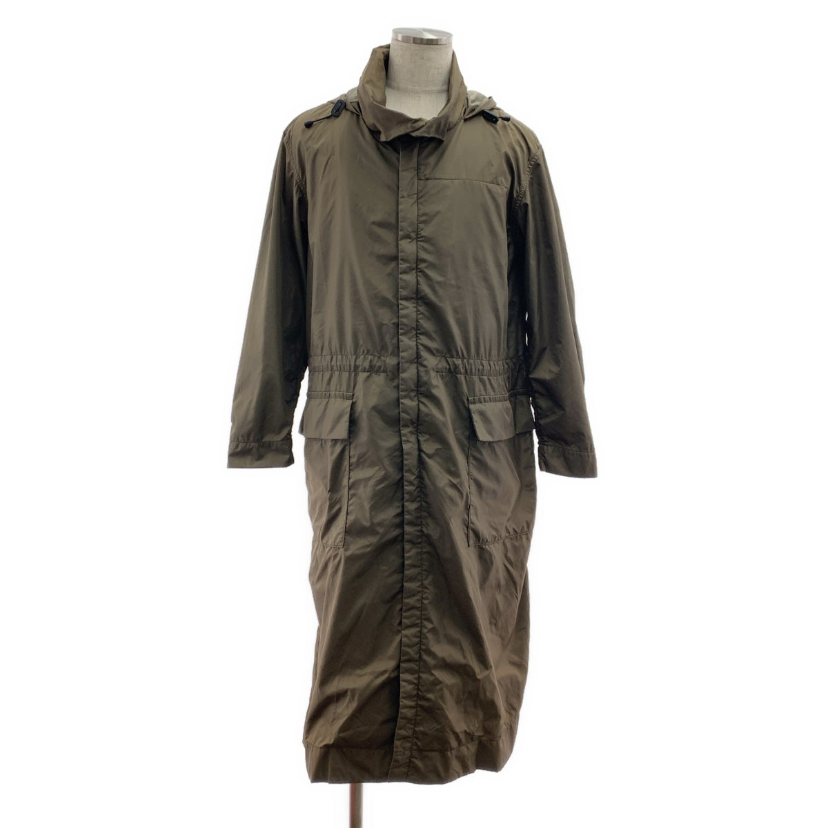 ISSEY MIYAKE MEN / イッセイミヤケメン | ナイロン 染め加工 ロゴジップ ドローストリング オーバー コート フーディ / メッシュ総裏地 | 1 |