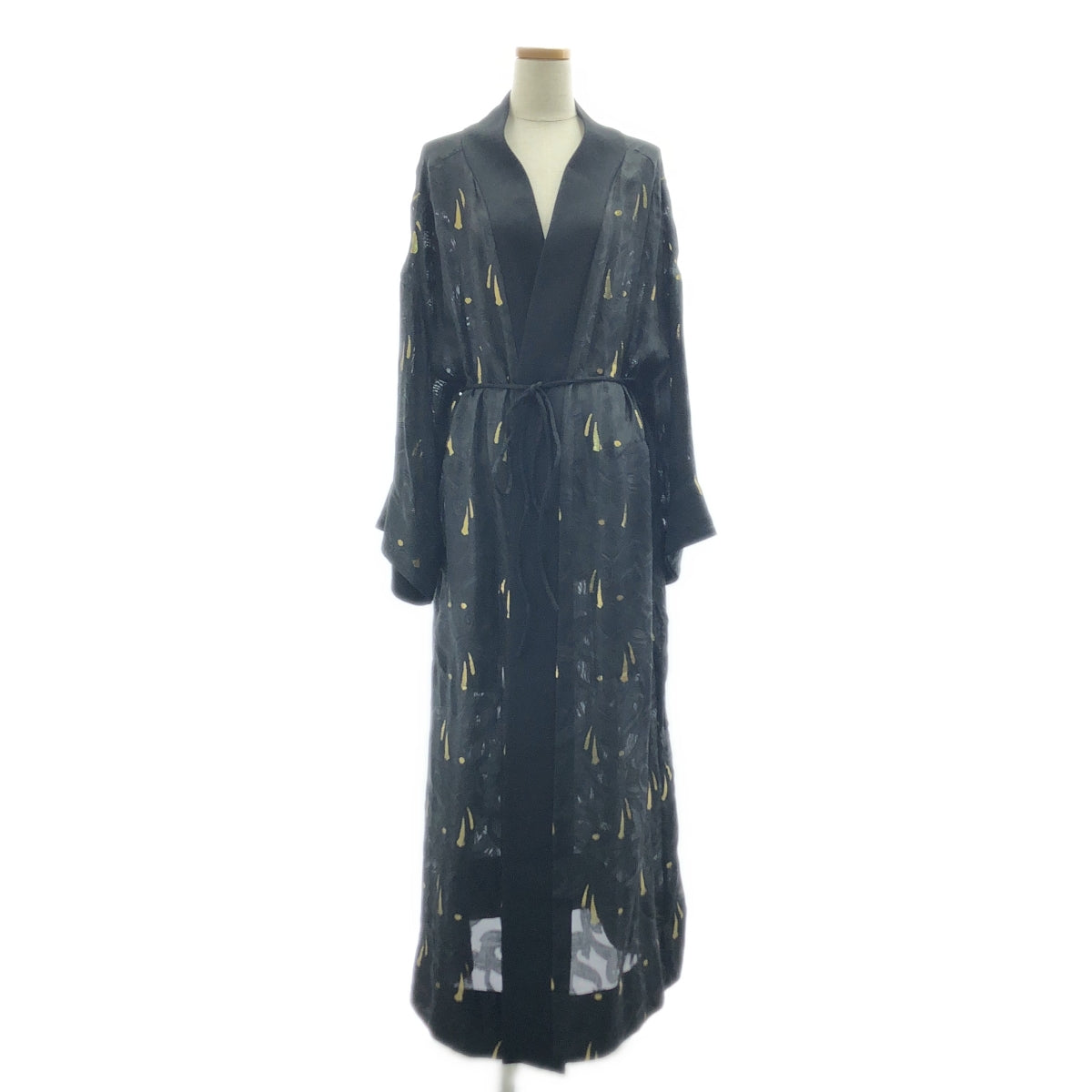 【미품】 Mame Kurogouchi / 마메쿠로고우치 | 실크 자카드 롱 가운 | 1 | 블랙 골드 | 여성