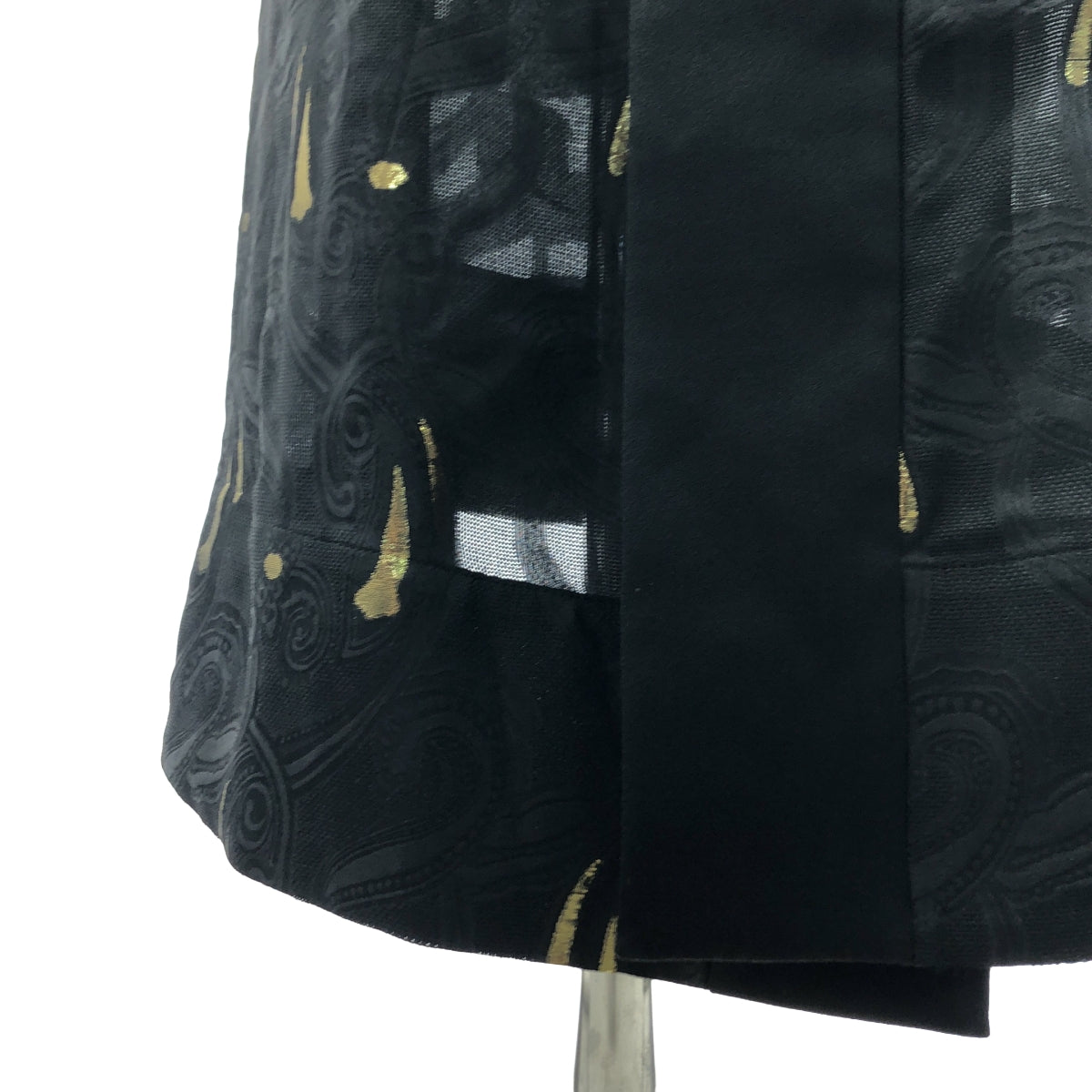 【美品】  Mame Kurogouchi / マメクロゴウチ | シルク ジャガード ロングガウン | 1 | ブラック・ゴールド | レディース