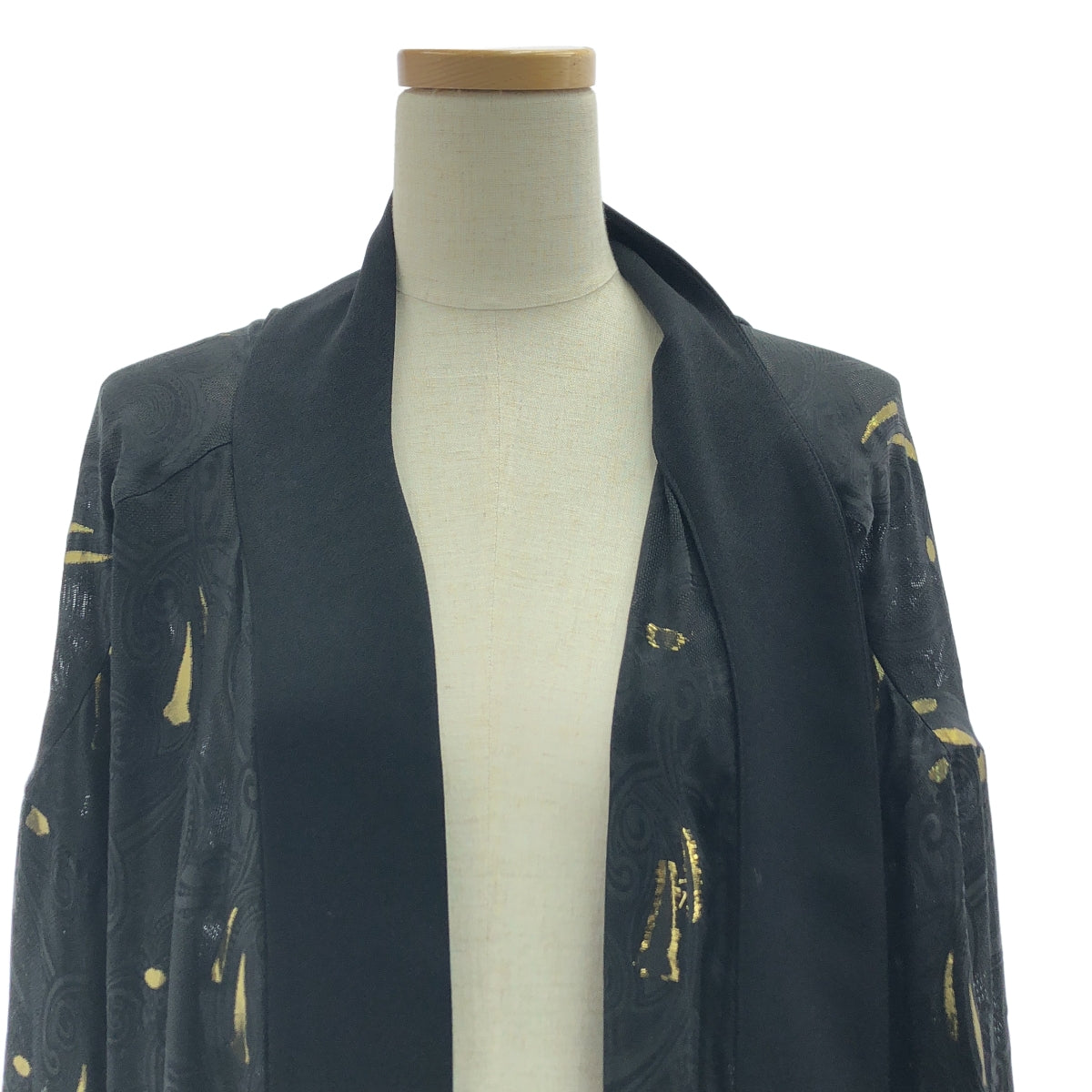 【美品】  Mame Kurogouchi / マメクロゴウチ | シルク ジャガード ロングガウン | 1 | ブラック・ゴールド | レディース