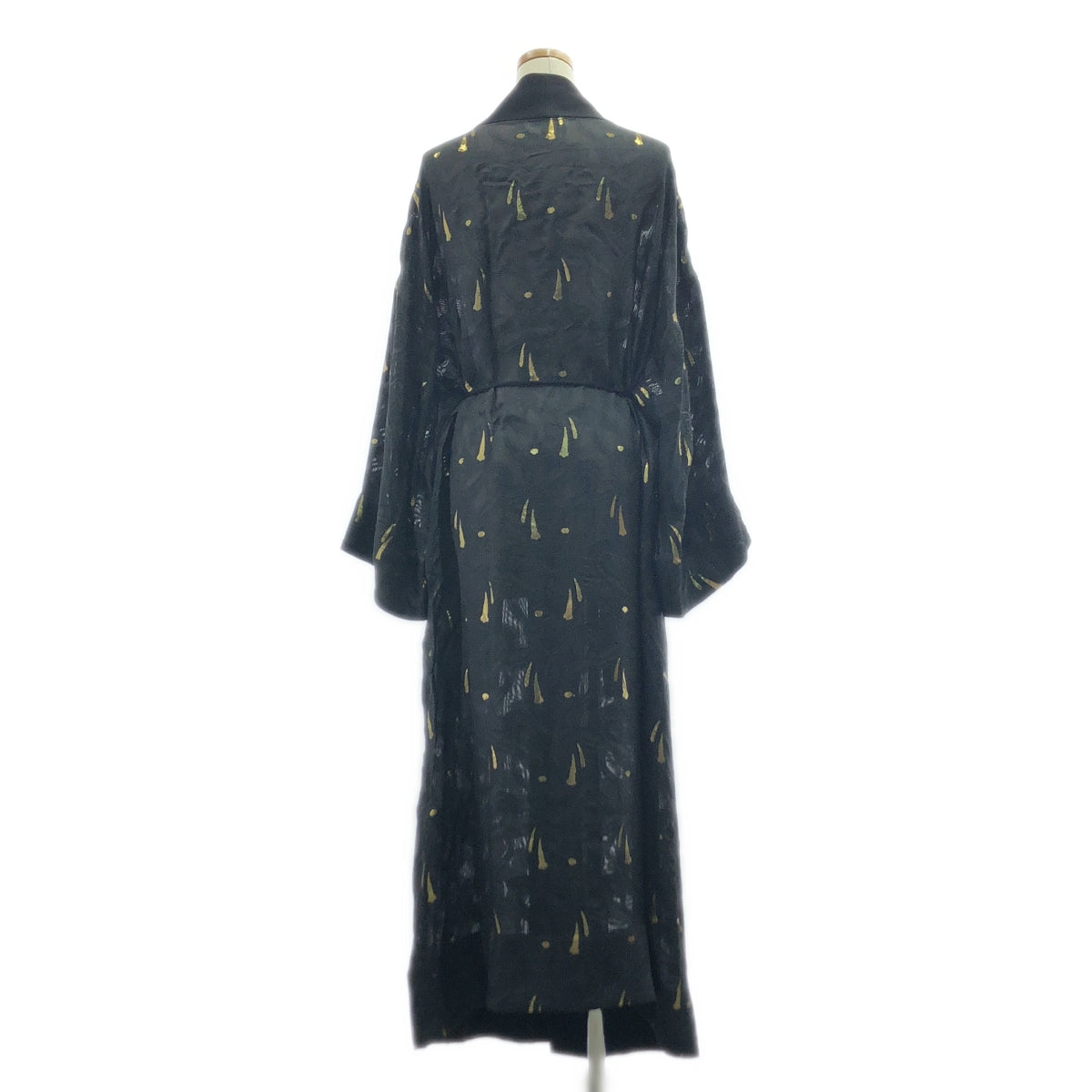 【美品】  Mame Kurogouchi / マメクロゴウチ | シルク ジャガード ロングガウン | 1 | ブラック・ゴールド | レディース