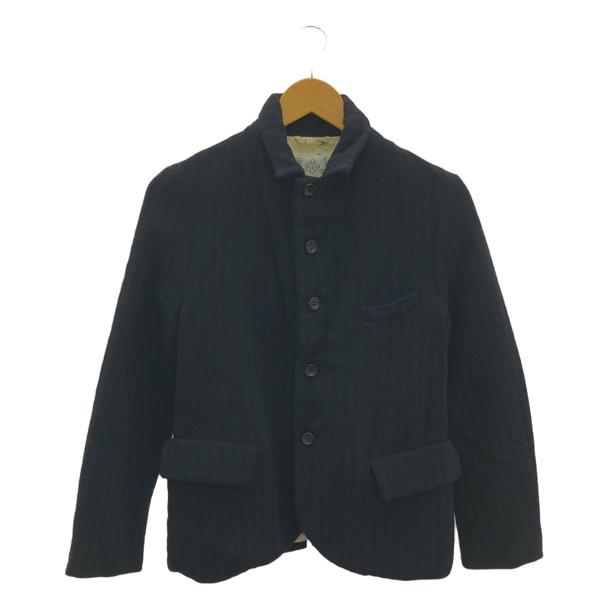 R&amp;D.M.Co / 올드맨즈 재단사 | 울 스트라이프 트위드 재킷 | M | 블랙 / 블루 | 여성