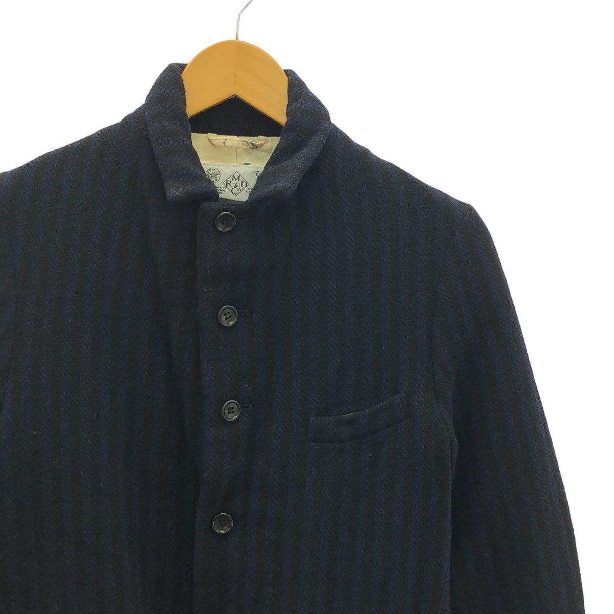 R&amp;D.M.Co / 올드맨즈 재단사 | 울 스트라이프 트위드 재킷 | M | 블랙 / 블루 | 여성