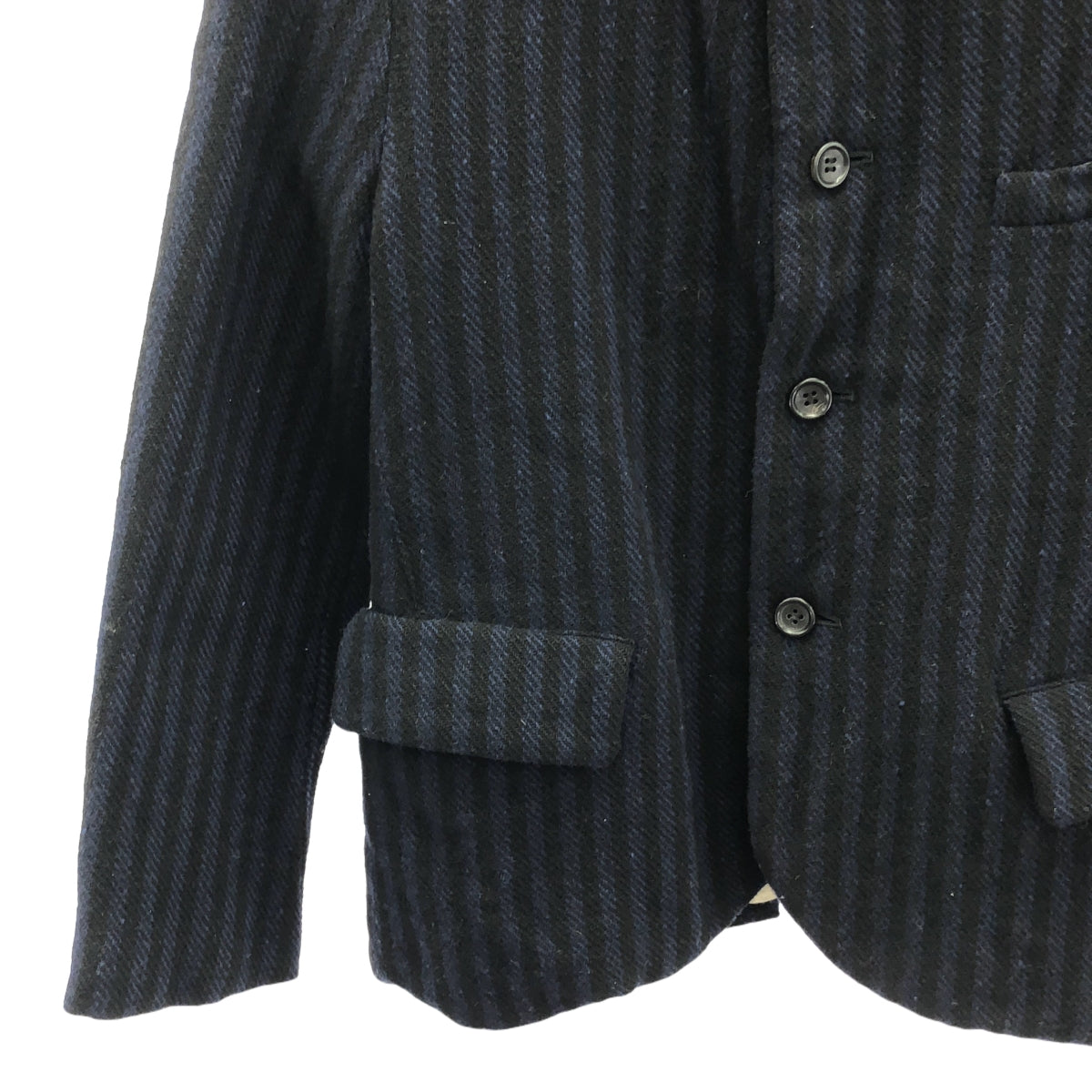 R&amp;D.M.Co / 올드맨즈 재단사 | 울 스트라이프 트위드 재킷 | M | 블랙 / 블루 | 여성