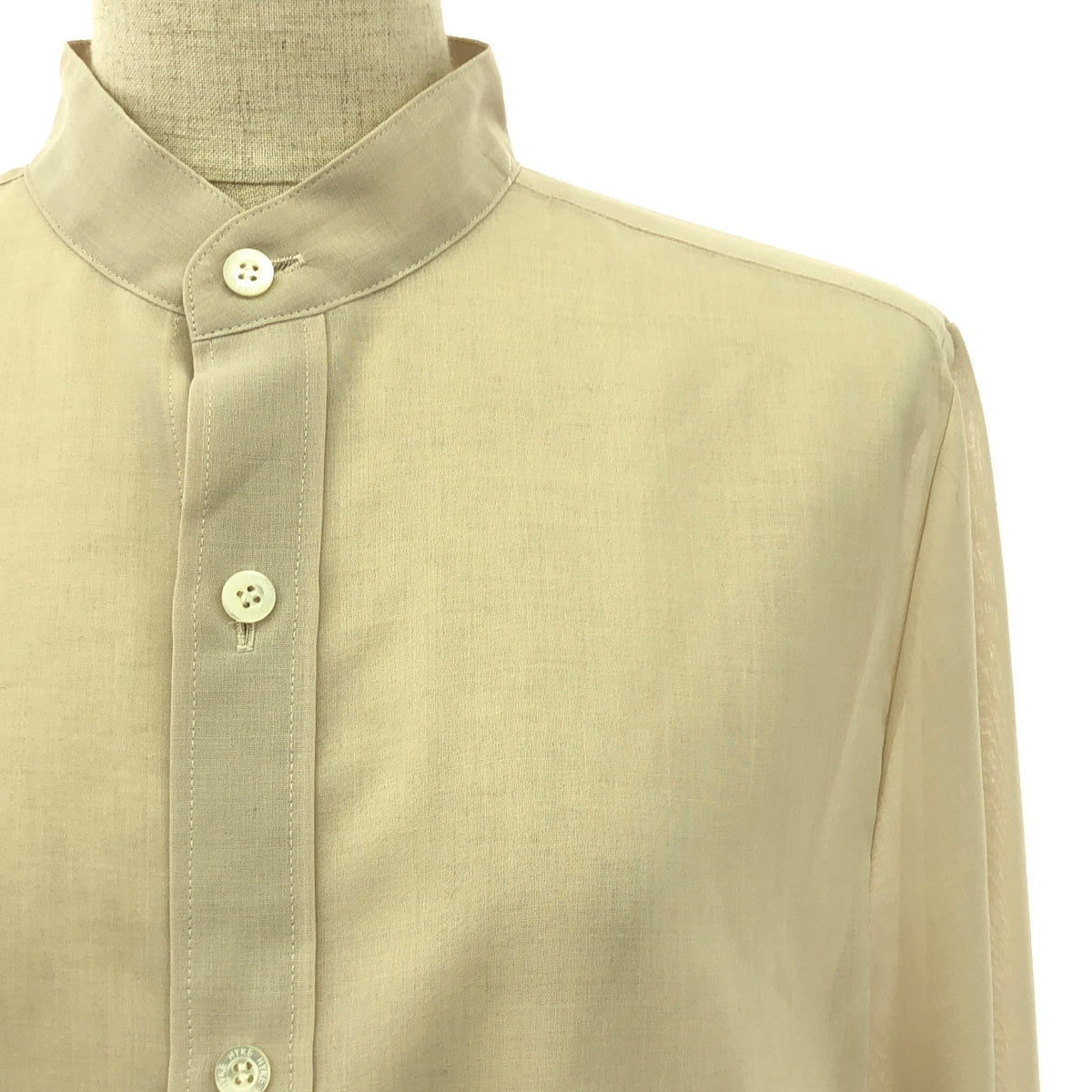 【미품】 HYKE / 하이크 | 폴리 에스테르 울 스탠드 컬러 소매 플레어 블라우스 | 2 | 베이지 | 여성