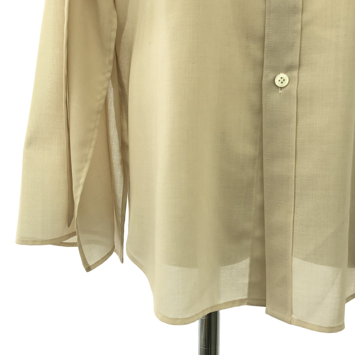 【미품】 HYKE / 하이크 | 폴리 에스테르 울 스탠드 컬러 소매 플레어 블라우스 | 2 | 베이지 | 여성