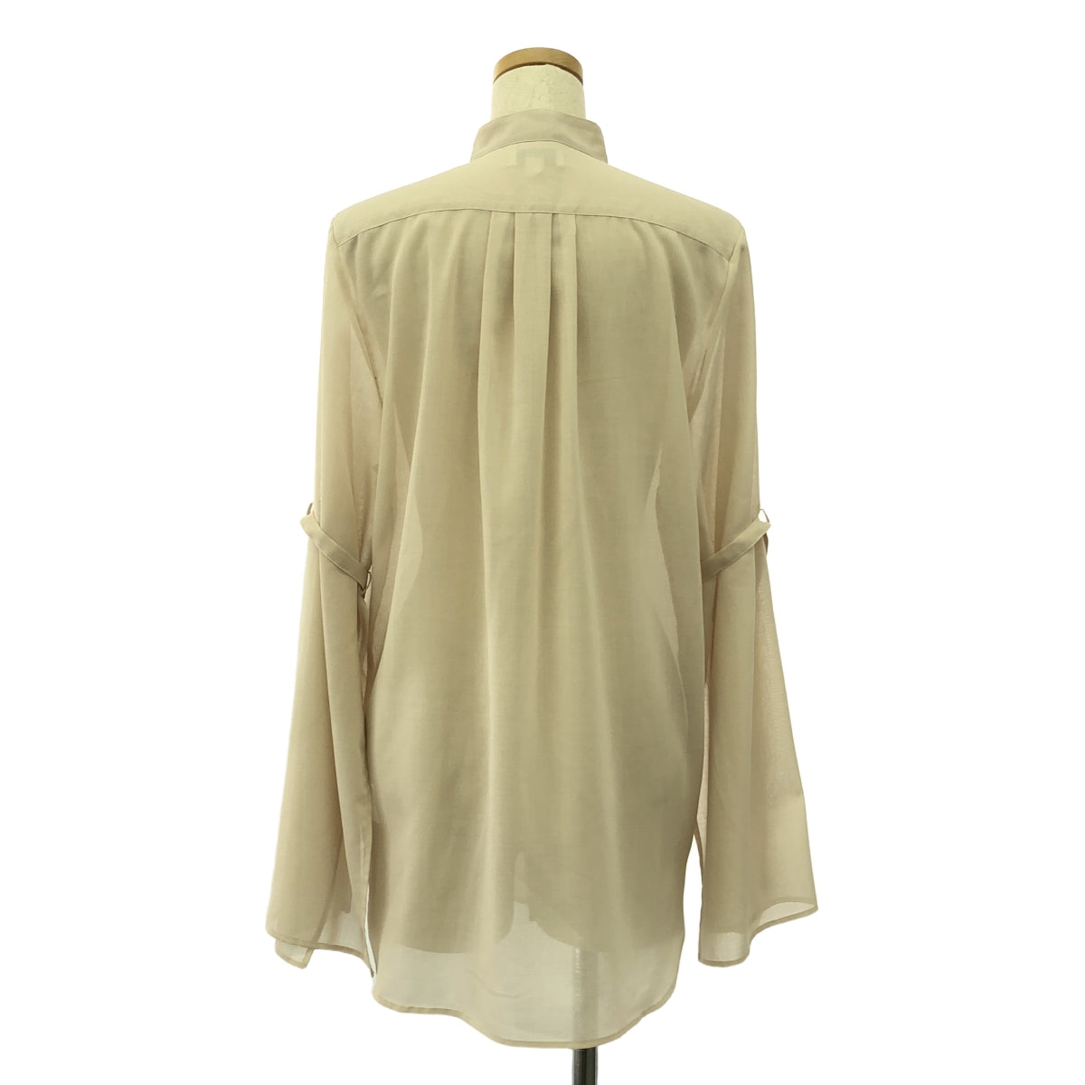 【미품】 HYKE / 하이크 | 폴리 에스테르 울 스탠드 컬러 소매 플레어 블라우스 | 2 | 베이지 | 여성