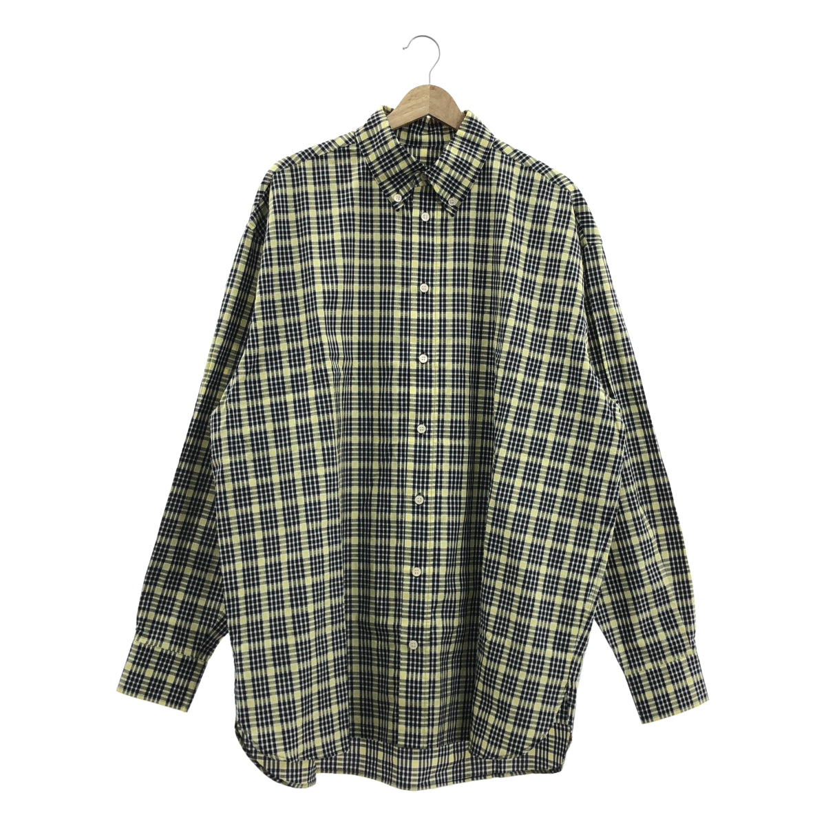全新 MARNI | 2024 春夏系列 | 棉質超大格紋羈絆襯衫 | 48 碼 | 黑色/黃色 | 男裝款