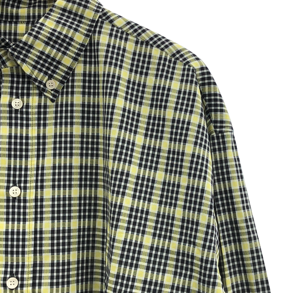 全新 MARNI | 2024 春夏系列 | 棉質超大格紋羈絆襯衫 | 48 碼 | 黑色/黃色 | 男裝款