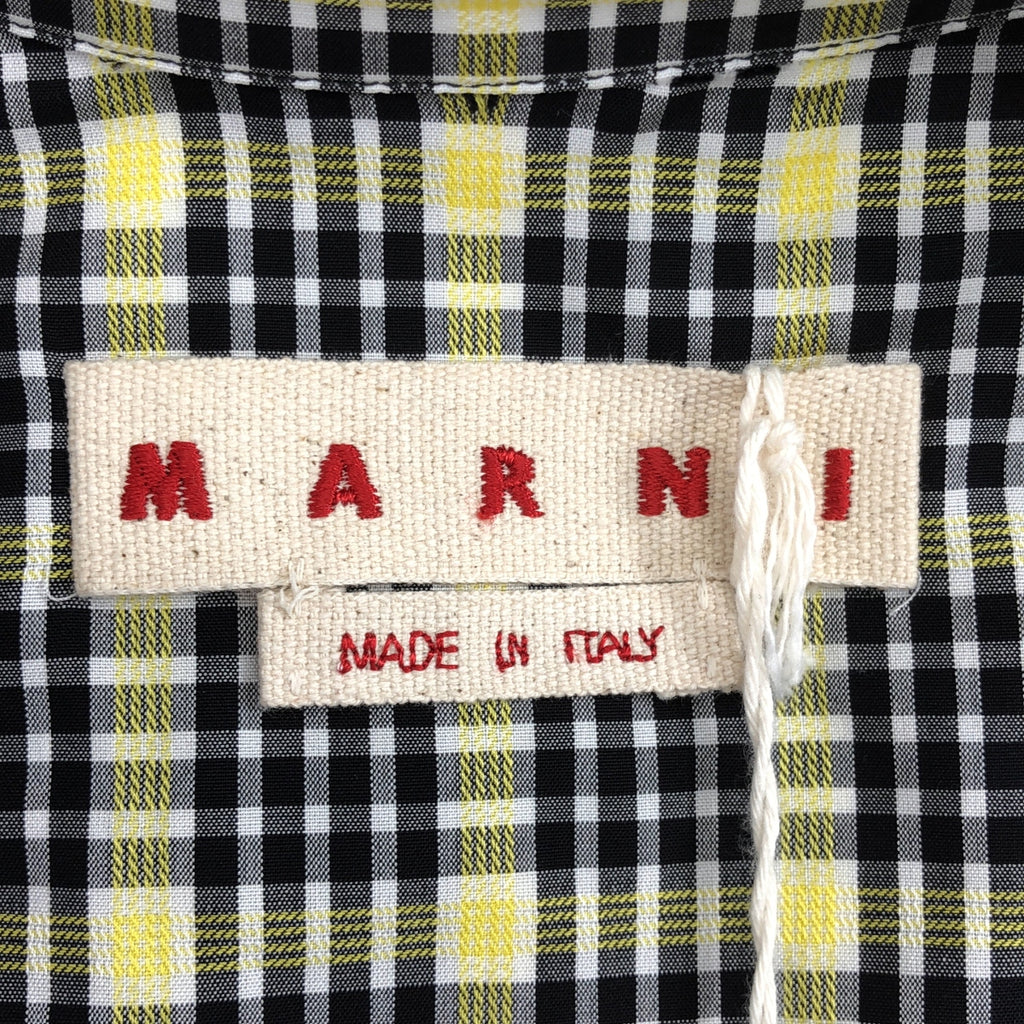 全新 MARNI | 2024 春夏系列 | 棉質超大格紋羈絆襯衫 | 48 碼 | 黑色/黃色 | 男裝款