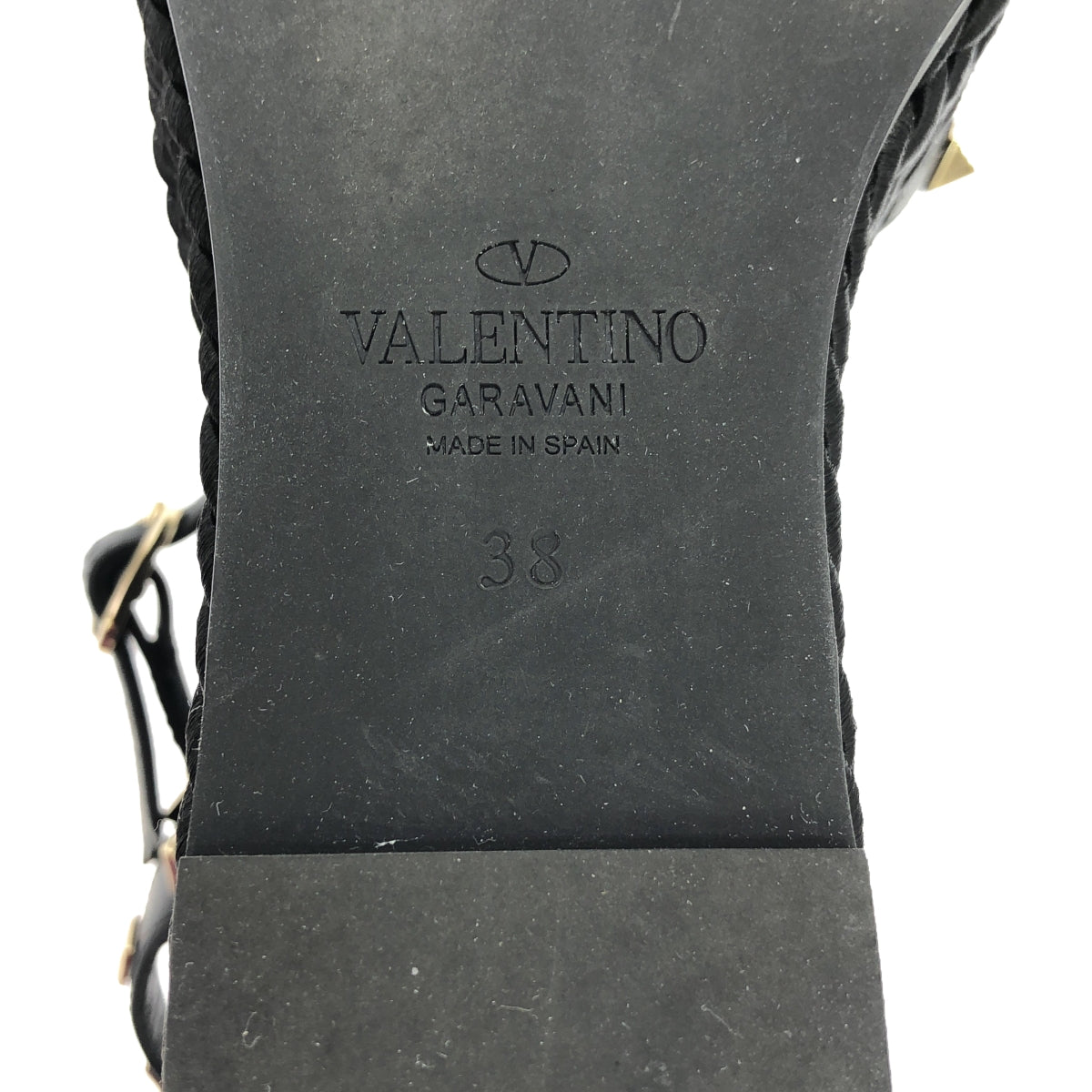 【美品】  VALENTINO / ヴァレンティノ | ロックスタッズ ウェッジソール サンダル | 38 | ブラック | レディース