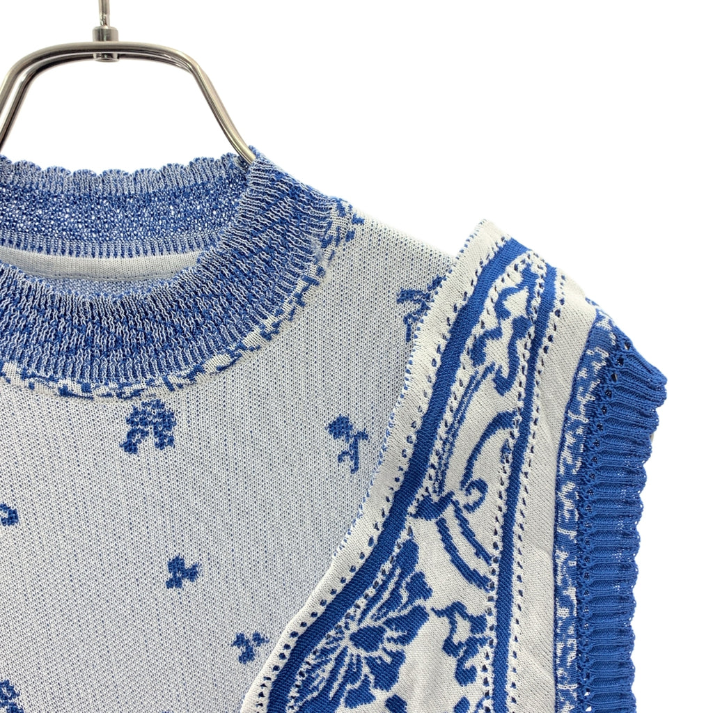 Mame Kurogouchi / マメクロゴウチ | 2024SS | Asymmetric Pattern Knitted Top アシンメトリー 陶片 ノースリーブニット | 1 | レディース