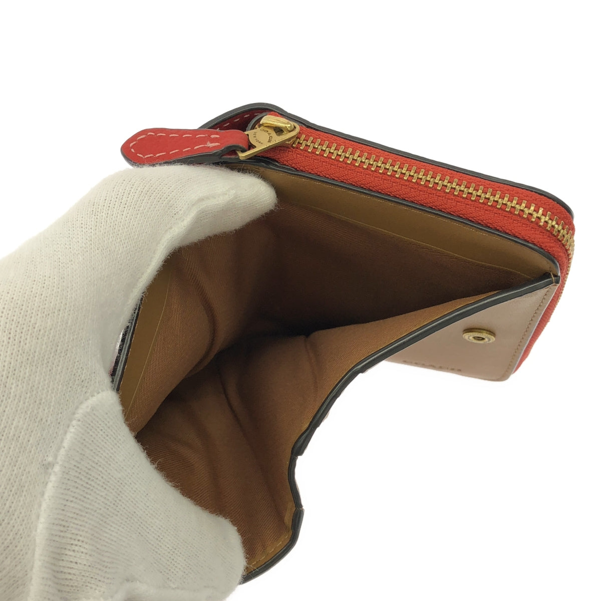 [狀況良好] 蔻馳 | CF832 Lexy 折疊圓形拉鍊皮夾 | 紅色 | 女款