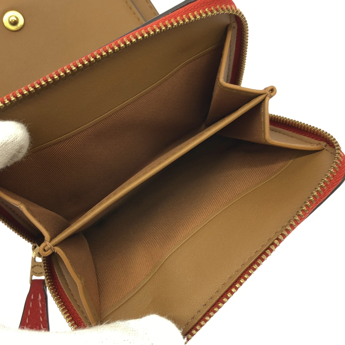 [狀況良好] 蔻馳 | CF832 Lexy 折疊圓形拉鍊皮夾 | 紅色 | 女款