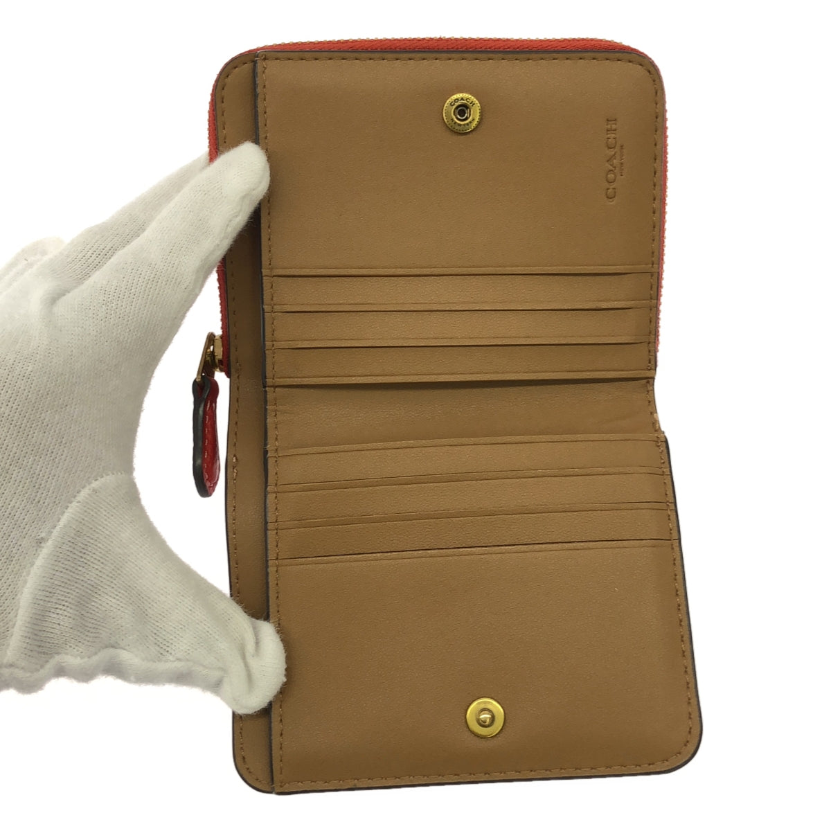 【美品】  COACH / コーチ | CF832 レキシー ビルフォールド ラウンドジップ ウォレット | レッド | レディース