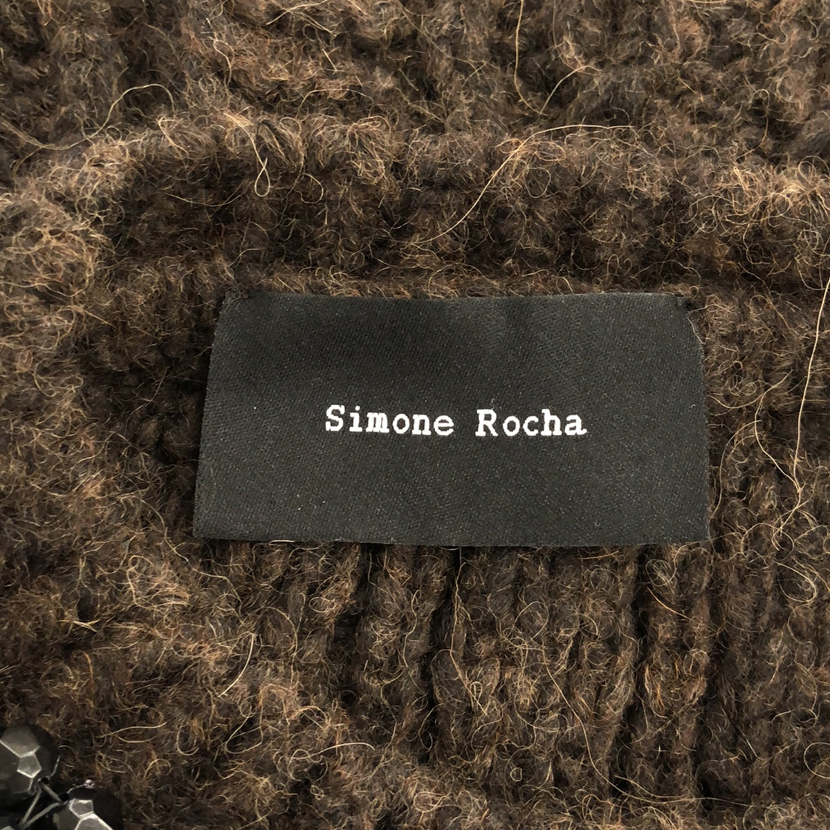 Simone Rocha / シモーネロシャ | Drawer 取扱い / アルパカ ウール ビジュー 装飾 バックオープン スリット ケーブル ニット ベスト | XS |