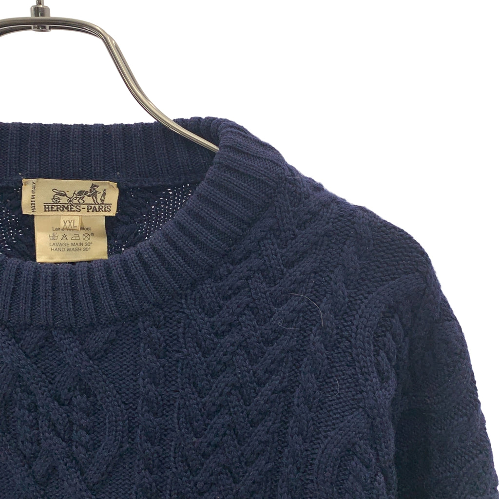 HERMES / エルメス | ウール ケーブル クルーネックニット | XXL | メンズ