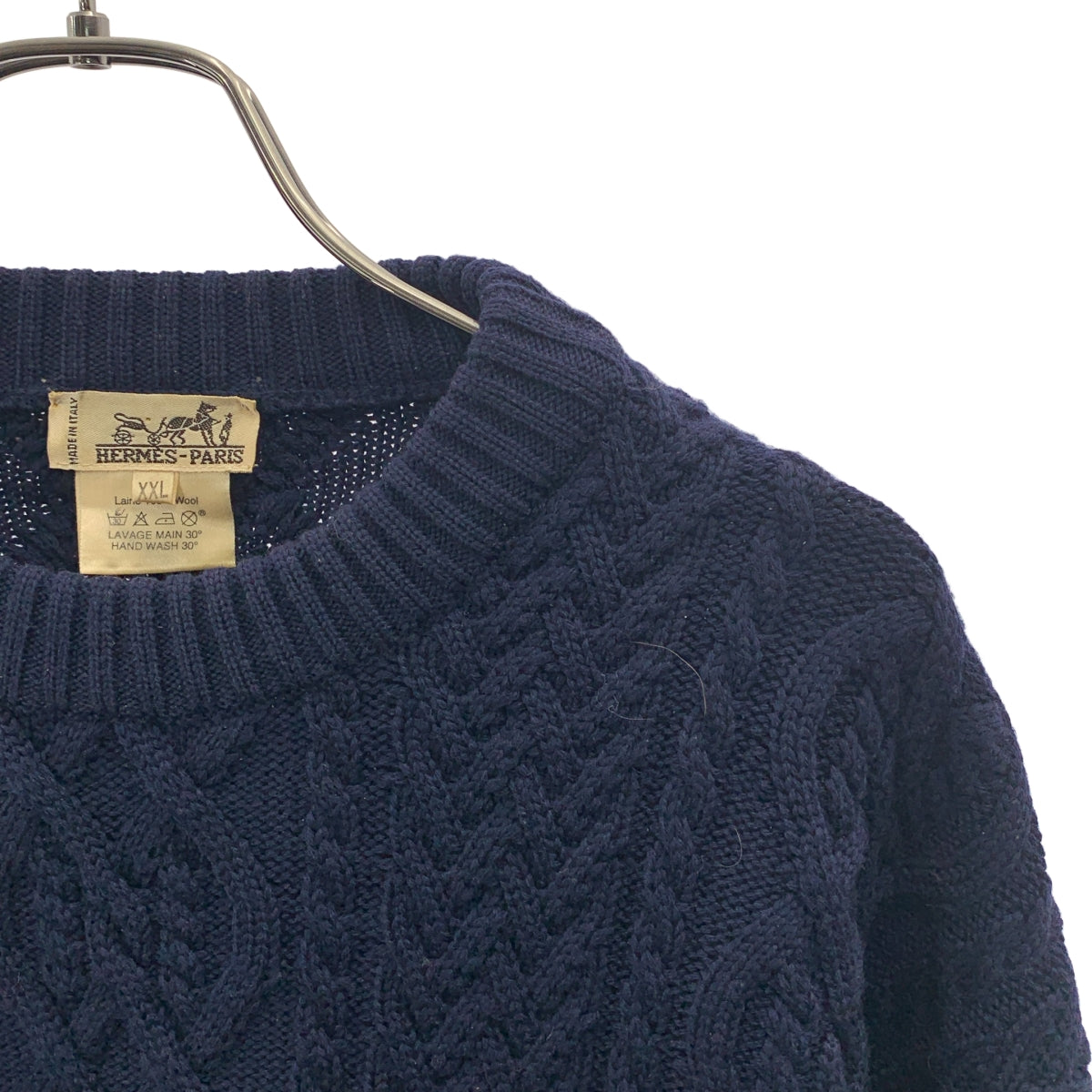 HERMES / エルメス | ウール ケーブル クルーネックニット | XXL | メンズ