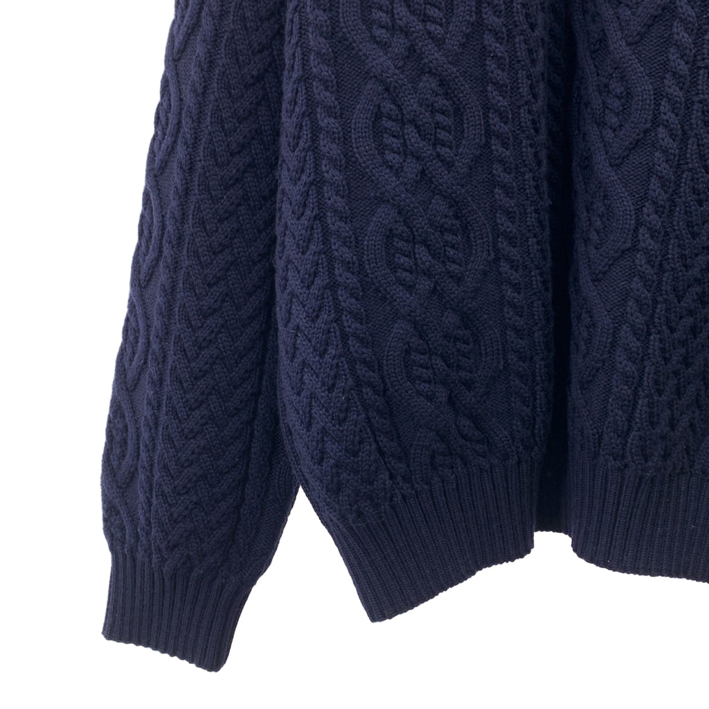HERMES / エルメス | ウール ケーブル クルーネックニット | XXL | メンズ