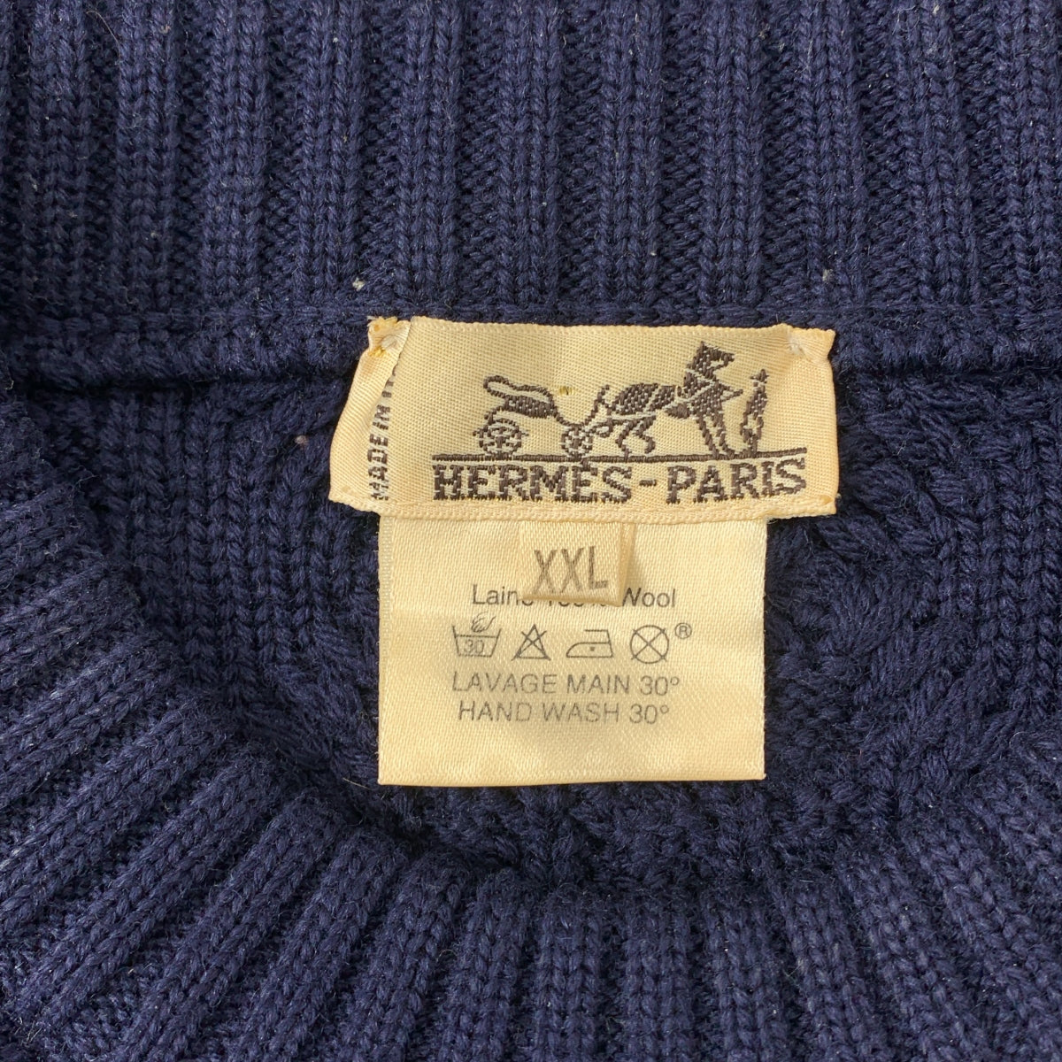 HERMES / エルメス | ウール ケーブル クルーネックニット | XXL | メンズ